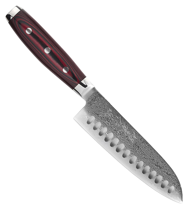 Нож кухонный YAXELL SUPER GOU Santoku YA37101G с углублениями на лезвии