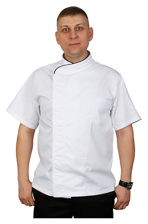 Куртка шеф-повара Клен 00014 Премиум, р.50, белая, черный кант