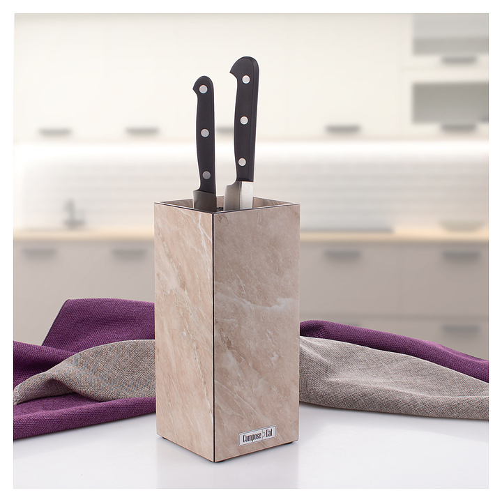 Подставка для ножей ComposeEat PDN103020OA4 10х10х23 см, мрамор бежевый