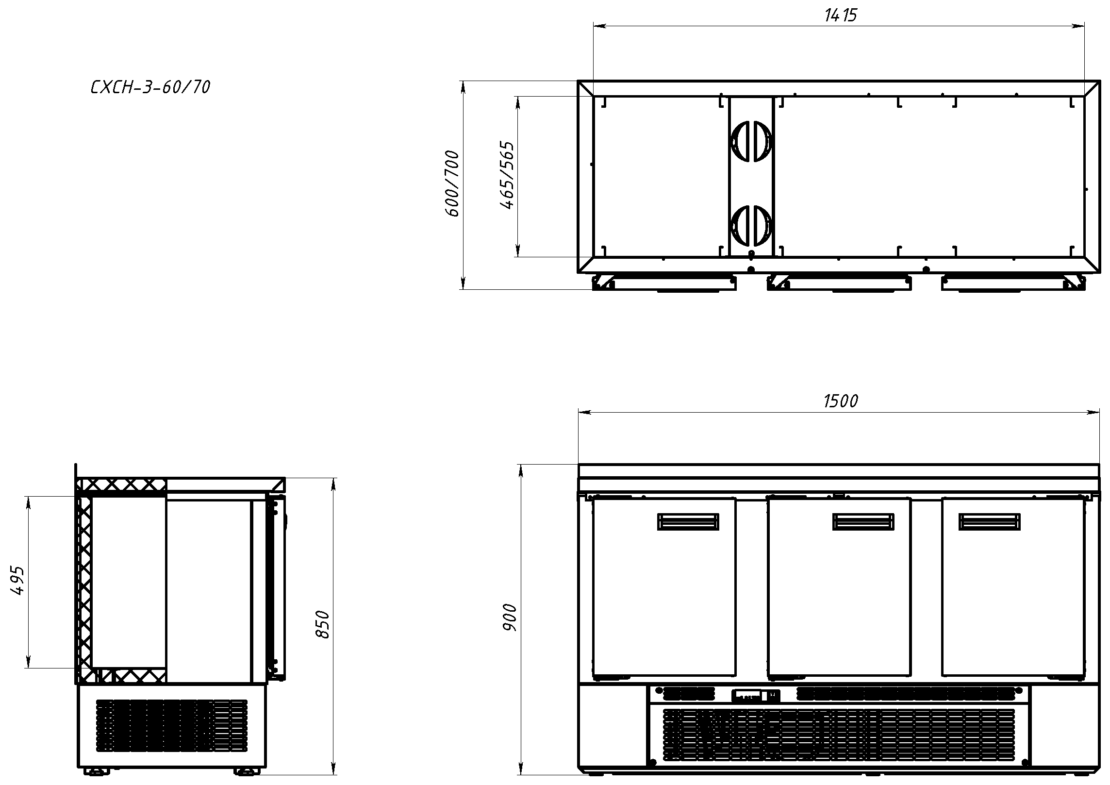 Стол холодильный Аркто СХСН-3-70