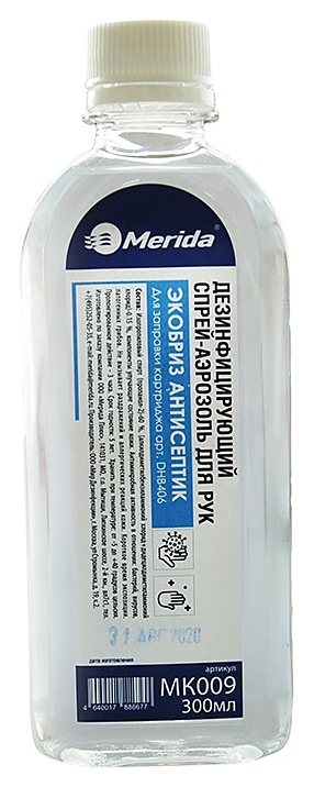 Спрей-аэрозоль дезинфицирующий для рук Merida ЭКОБРИЗ MK009, 300 мл