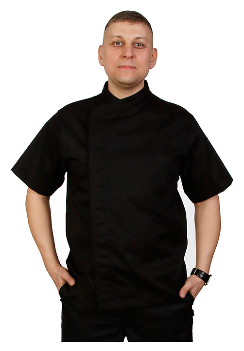Куртка шеф-повара Клен 00014 Премиум, р.46, черная, черный кант