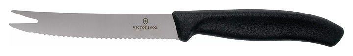 Нож для сыра и сосисок Victorinox 6.7863 Swiss Classic l=11 см (нерж. сталь / термопласт. эластомер) зубчатое лезвие с черной ручкой