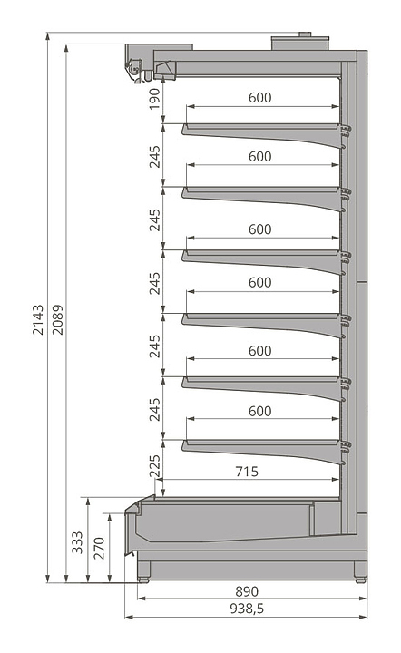 Горка холодильная Brandford Tesey 2080 125 (без боковин)